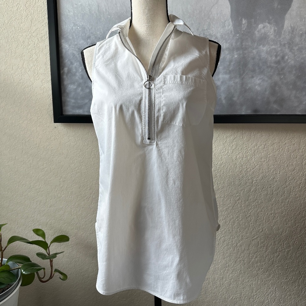 Athleta White Uptown Collared Tank Shel Top Size XS